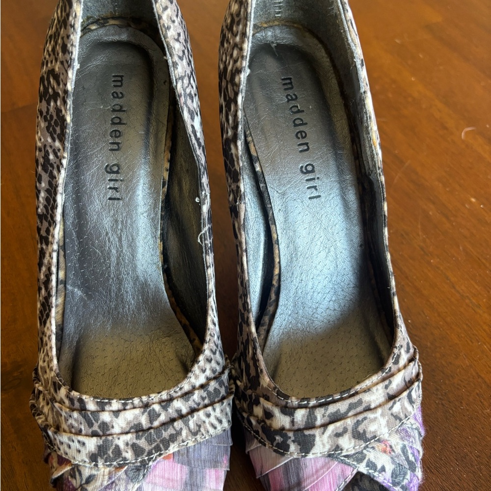 Madden Girl Animal Print Peep Toe Heels